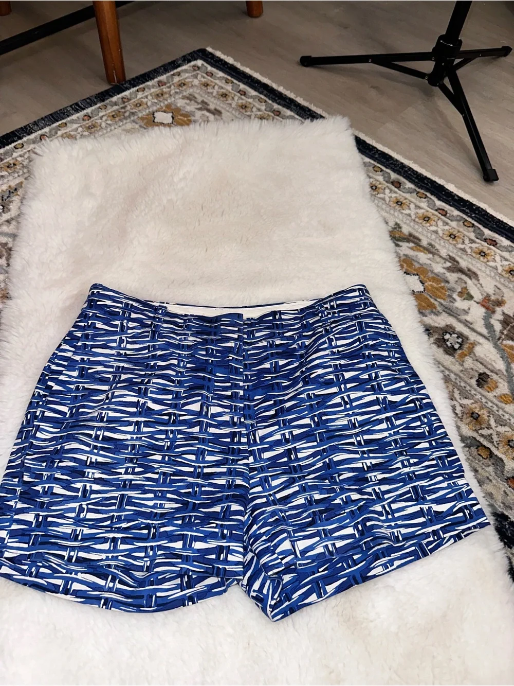 kate spade Blue & White Woven-Print Bermuda Shorts